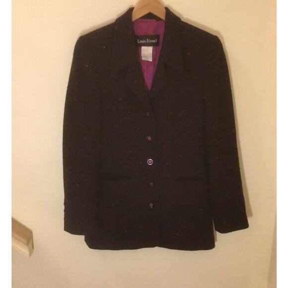 Vintage 1990s Louis Feraud Black purple wool Blazer - Picture 9 of 9